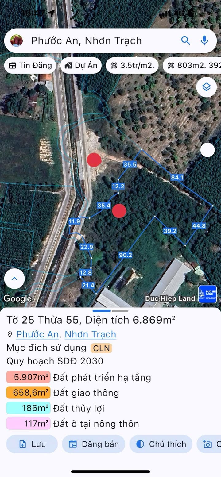 Đất nền Phước An Nhơn Trạch 10.594m² giá 14.8 tỷ - Sổ đỏ chính chủ, giao dịch ngay!