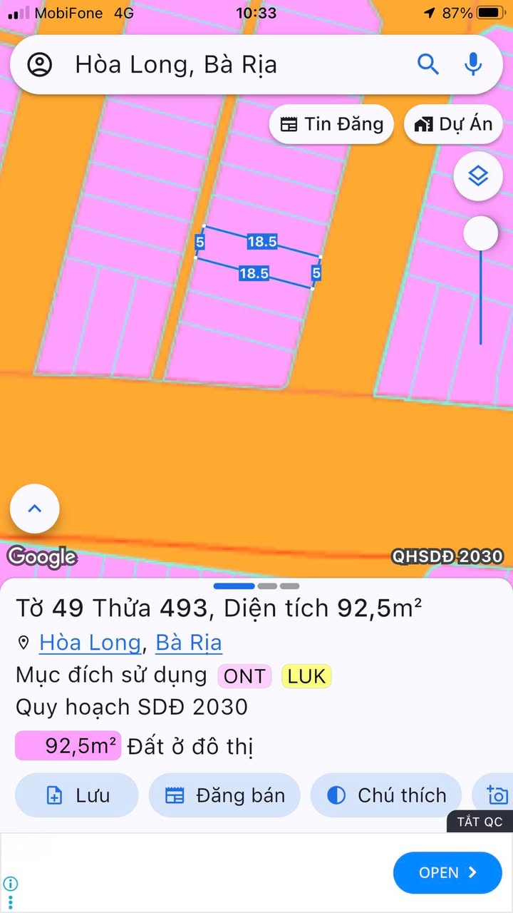 Đất nền Hòa Long, Bà Rịa - Vũng Tàu 92m² giá 1.32 tỷ - Tiềm năng đầu tư sinh lời!