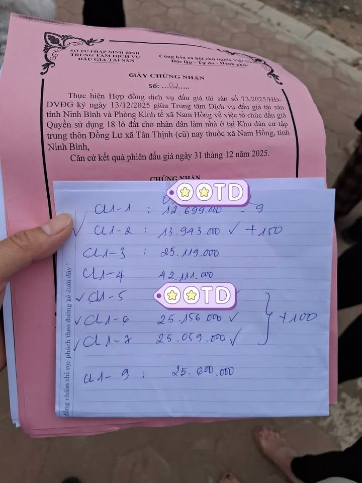 Đất nền khu dân cư Đồng Lư - Nam Hồng 104.5m² giá 100 triệu - Sổ đỏ chính chủ!