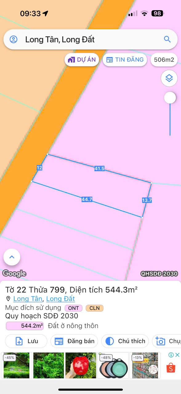 Đất nền Long Tân 544m² giá 1.95 tỷ - Đầu tư sinh lời ngay!