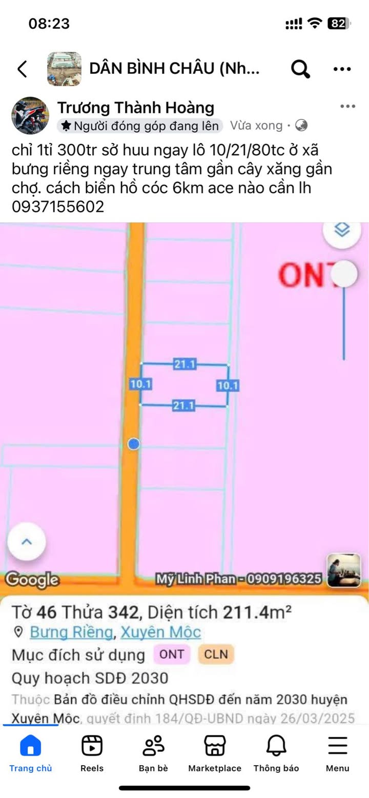 Đất ở Bưng Riềng, Xuyên Mộc 80m² giá 1.3 tỷ - Vị trí đẹp gần chợ!