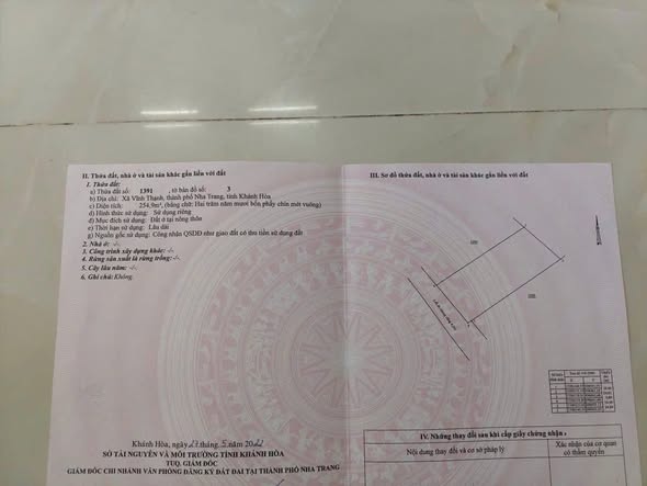 Đất thổ cư Vĩnh Thạnh Nha Trang 254,9m² giá 5.863 tỷ - Khu dân cư văn minh!