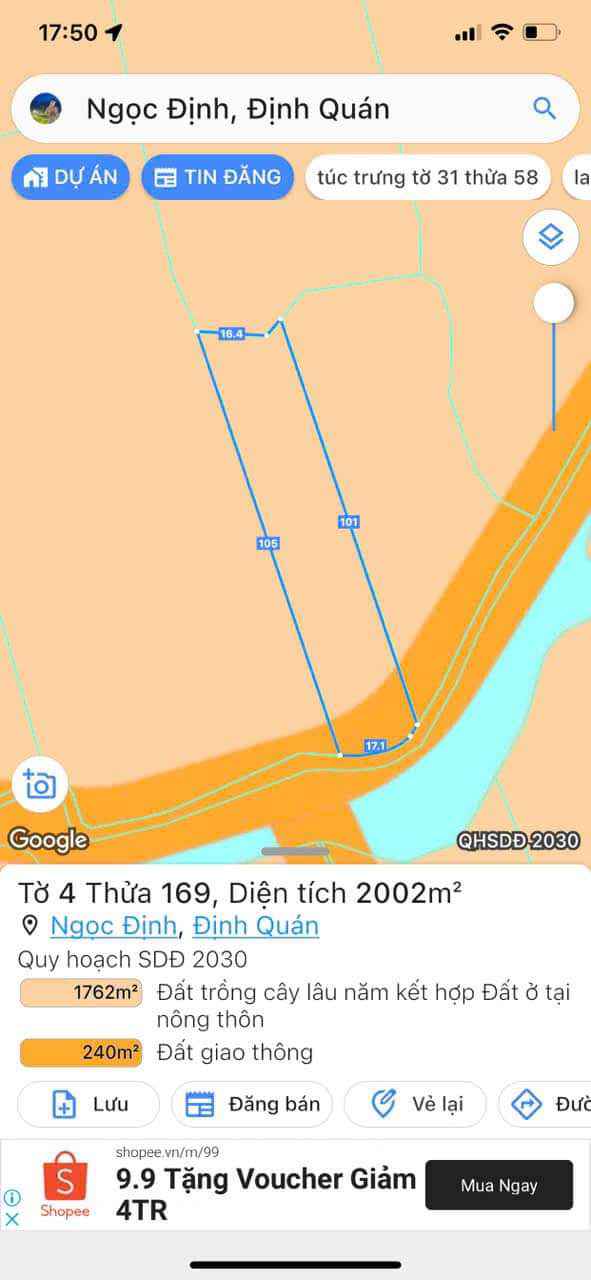 Đất nền 720m² Ngọc Định, Định Quán giá 900 triệu - View suối quanh năm!