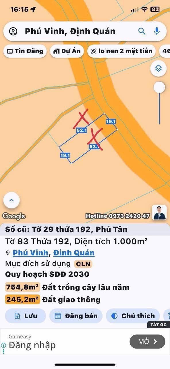 Đất nền Phú Tân Định Quán 2000m² giá 1.3 tỷ - Cơ hội đầu tư hấp dẫn!