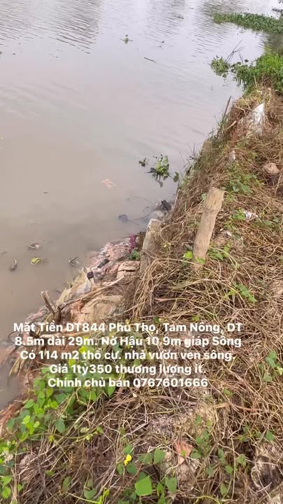 Đất nền ven sông DT844 Phú Thọ 246.5m² giá 1.35 tỷ - Thích hợp nhà vườn