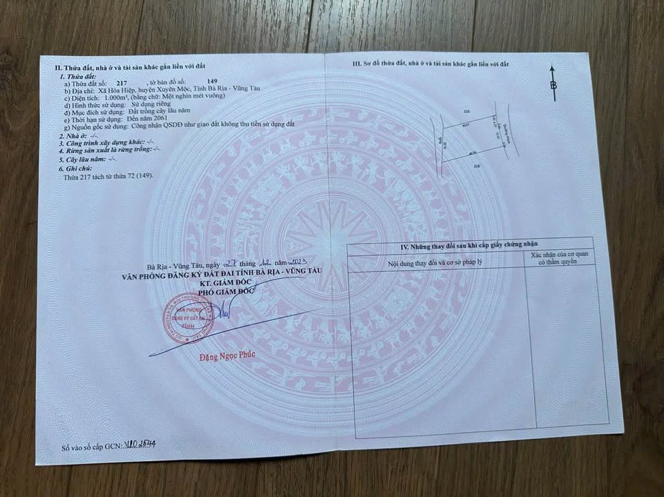 Đất nền Hòa Hiệp, Xuyên Mộc 966m² chỉ 140 triệu/m ngang - Cơ hội đầu tư hấp dẫn!