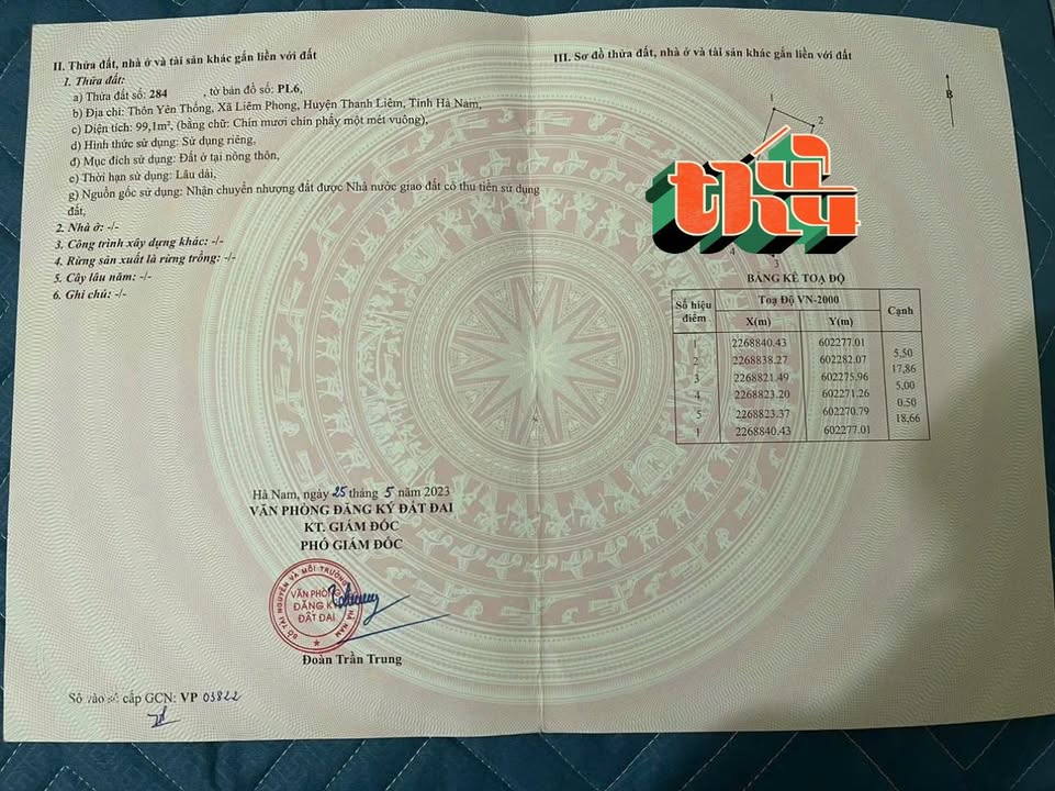 Đất đấu giá Liêm Phong, Thanh Liêm 99m² giá chỉ 2.3 tỷ - Cơ hội đầu tư hấp dẫn!