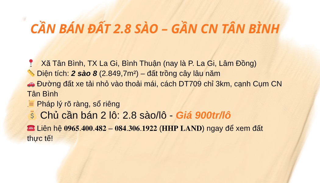 Đất thổ cư La Gi 2849.7m² giá 900 triệu - Cơ hội đầu tư sinh lời cao!