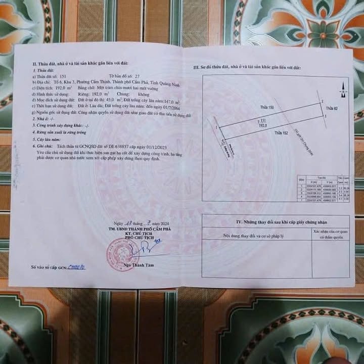 Đất nền Cửa Ông Cẩm Phả 192m² giá chỉ 4xx triệu - Cơ hội đầu tư hấp dẫn!