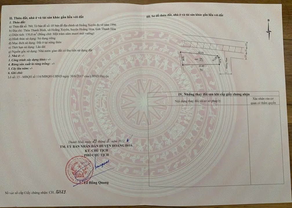 Đất nền Hoằng Sơn - Hoằng Hóa 150m² giá 2.3 tỷ - Nở hậu, lô góc đẹp!