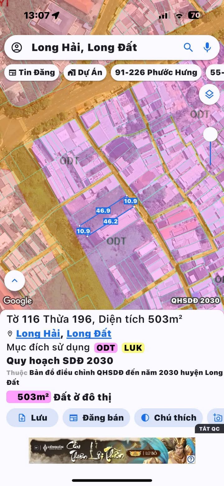 Đất nền Long Hải 503m² giá 7 tỷ - Tiện ích đẳng cấp, xây biệt thự vườn ngay trung tâm!