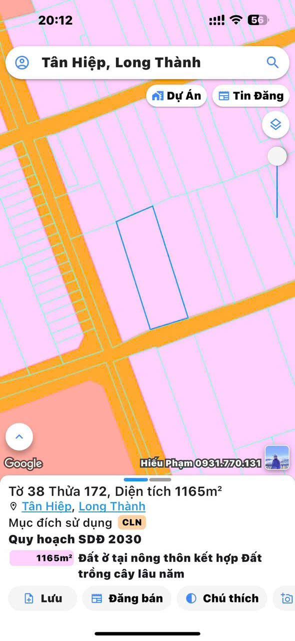 Bán lô đất Tân Hiệp Long Thành 1165m² giá 7 tỷ - Cơ hội đầu tư không thể bỏ lỡ!