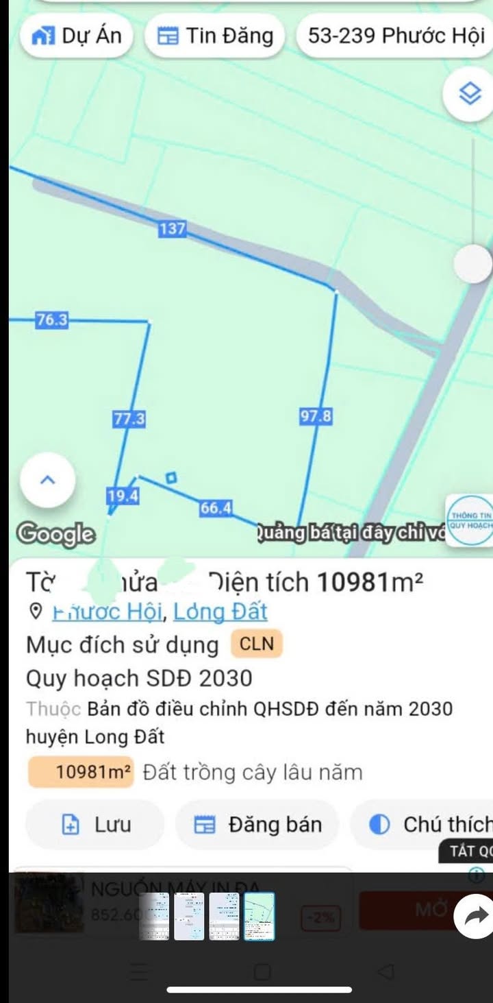 Đất nền Phước Hội, Long Điền 1,1ha giá đầu tư - Cơ hội không thể bỏ lỡ!