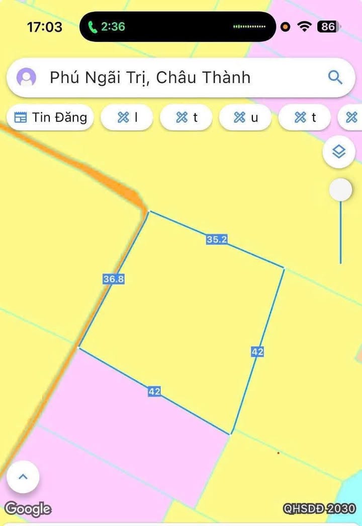 Đất nền xã Tầm Vu, Châu Thành, Tây Ninh 1512m² giá 750 triệu - Cơ hội đầu tư tốt!