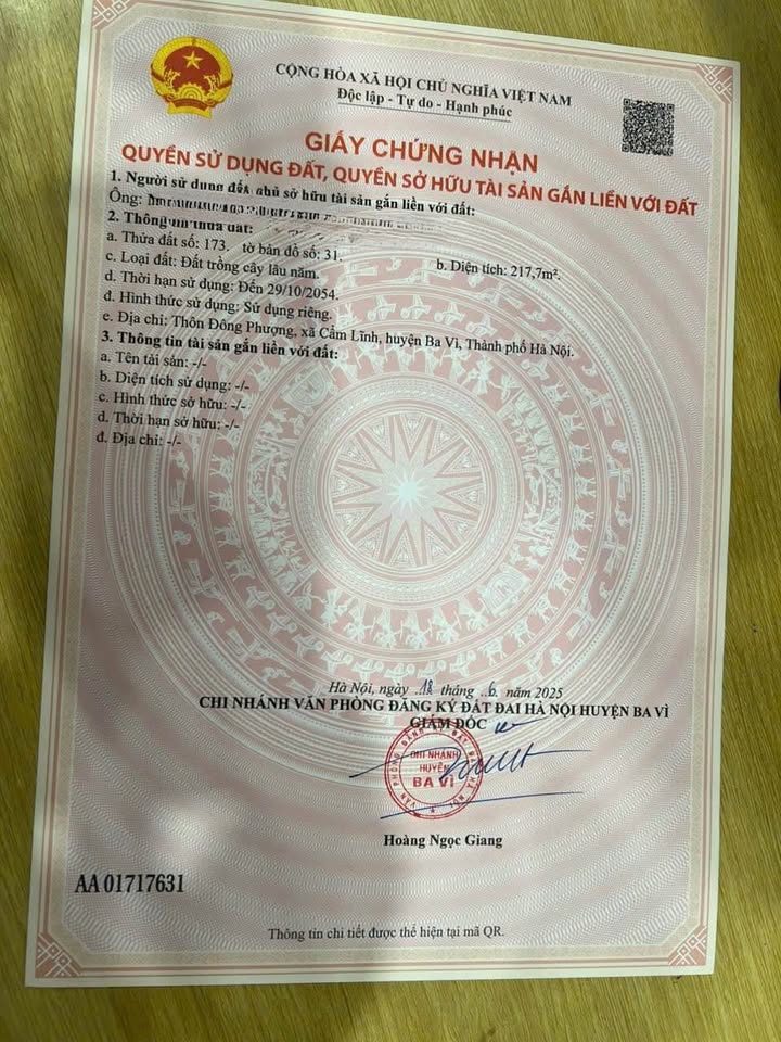 Đất vườn Cẩm Lĩnh Ba Vì 200m² - Giá thỏa thuận hấp dẫn!