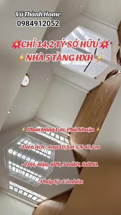 Nhà 5 tầng HXH Phan Đăng Lưu, Q Phú Nhuận, 40m² chỉ 14.2 tỷ - Đầu tư sinh lời!