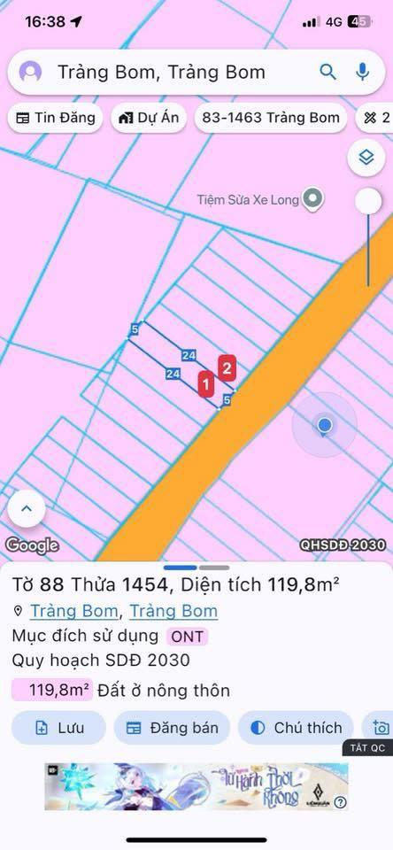 Đất nền Trảng Bom Đồng Nai 120m² giá 1.25 tỷ - Đầu tư sinh lời ngay!