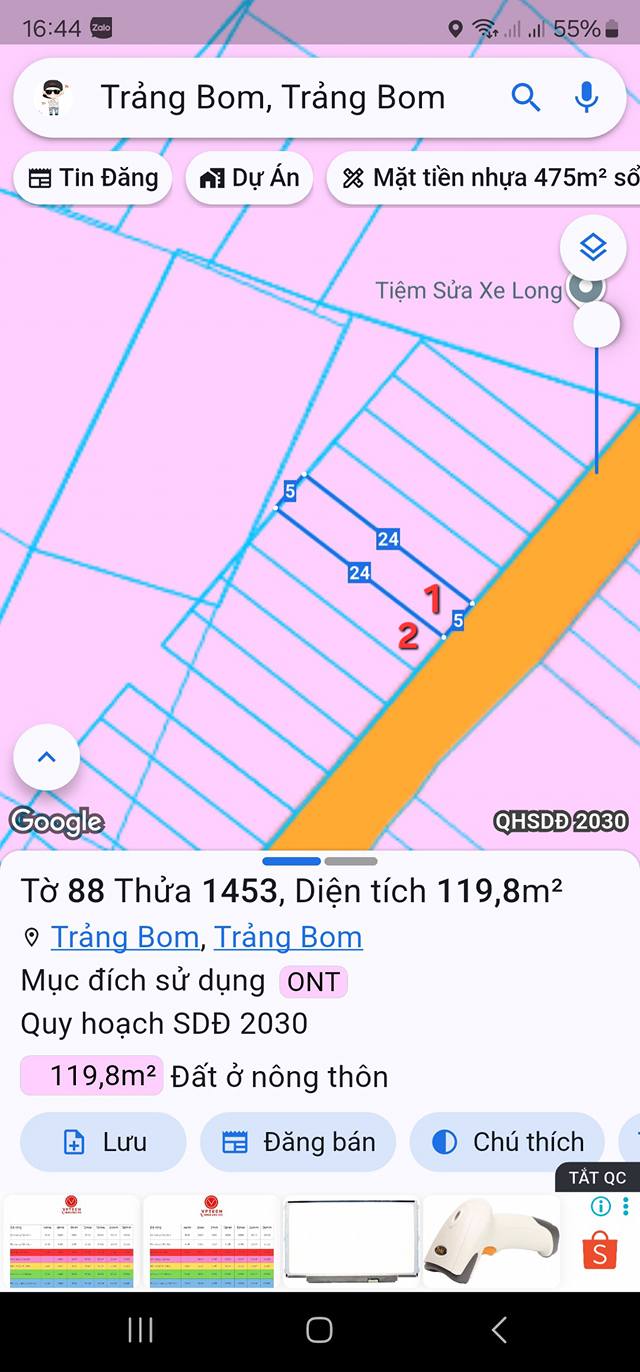 Đất nền ấp 4 Sông Trầu Trảng Bom 120m² giá 1.25 tỷ - Cơ hội đầu tư sinh lời!