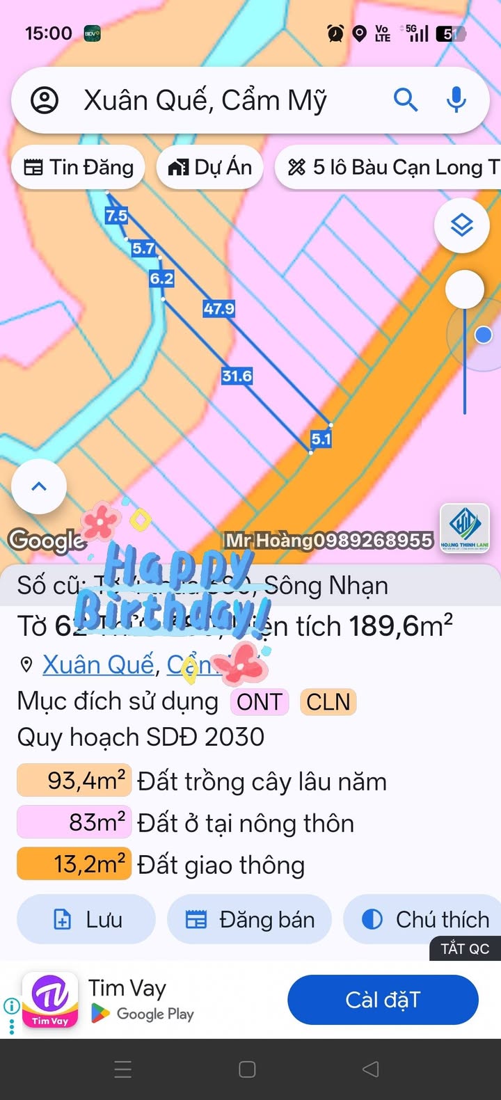 Đất nền 190m² xã Sông Nhạn, Cẩm Mỹ chỉ 600 triệu - Cơ hội đầu tư tốt!