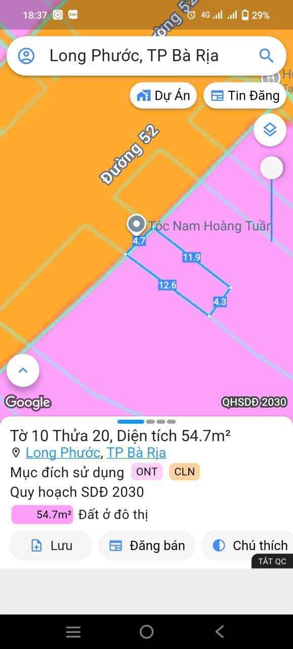 Đất mặt tiền TL 52 Long Phước 50m² giá 2.2 tỷ - Tiềm năng kinh doanh cao!