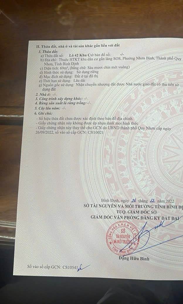 Đất nền kinh doanh tại đường Lê Văn Thủ, Quy Nhơn 69m² giá 2.48 tỷ - Vị trí đắc địa, cơ hội đầu tư sinh lời!