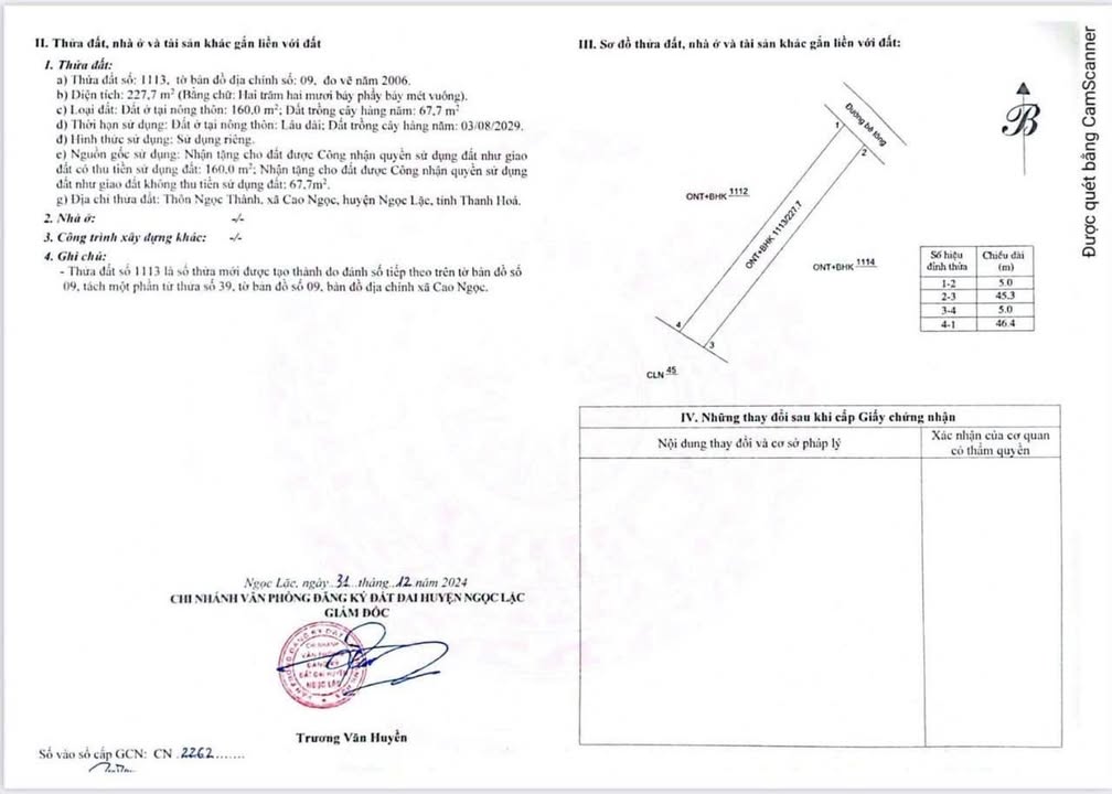 Đất nền Ngọc Lặc 460m² giá 158 triệu - Sổ hồng chính chủ, vị trí đẹp!