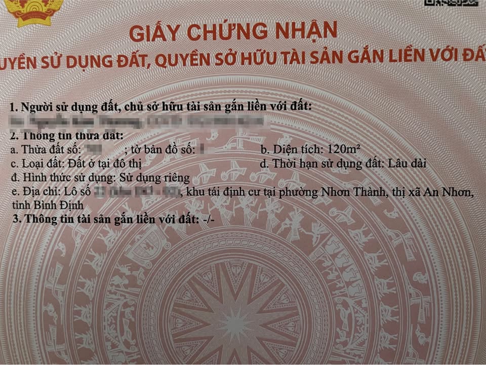 Đất nền khu TĐC phường An Nhơn Bắc 120m² giá 900 triệu - Sổ đỏ chính chủ!