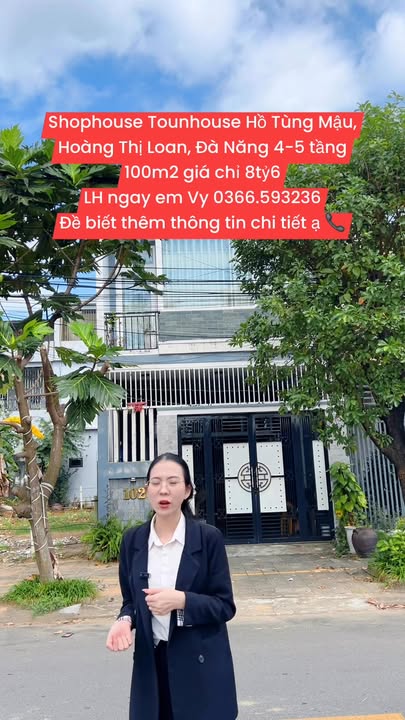 Shophouse đường Hồ Tùng Mậu, Đà Nẵng 100m² giá 8.6 tỷ - Đầu tư sinh lời ngay!