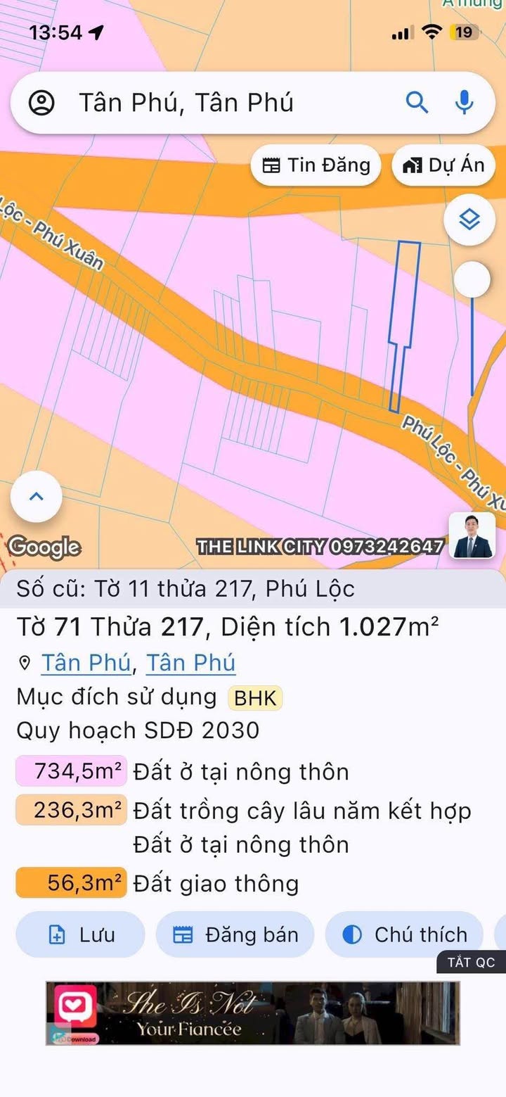 Đất Tân Phú, Đồng Nai 1000m² giá 650 triệu - Mặt tiền đường nhựa thuận tiện