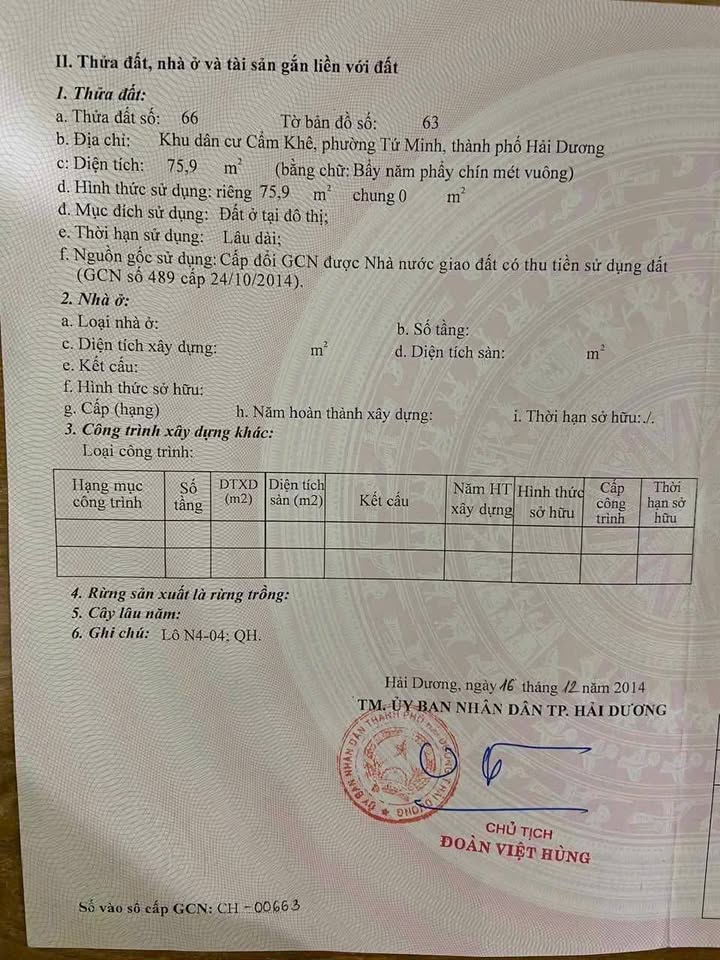 Đất nền khu Cẩm Khê Tứ Minh 75.9m² giá 2.9 tỷ - Đầu tư sinh lời ngay!