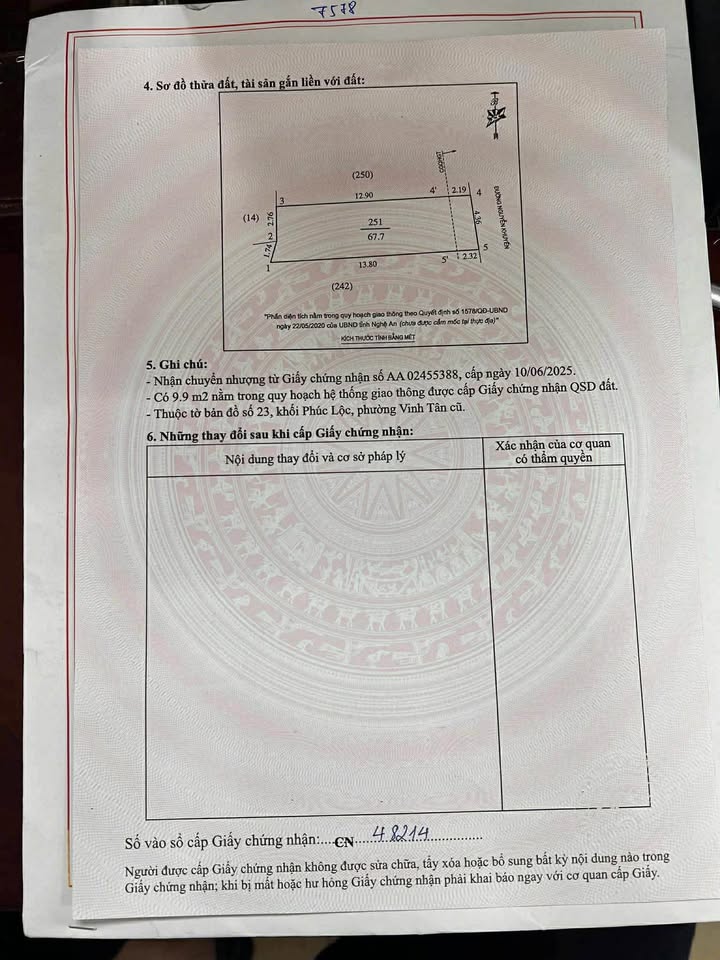 Đất nền Vinh Tân 67m² giá 4 tỷ - Vị trí trung tâm hiếm có!