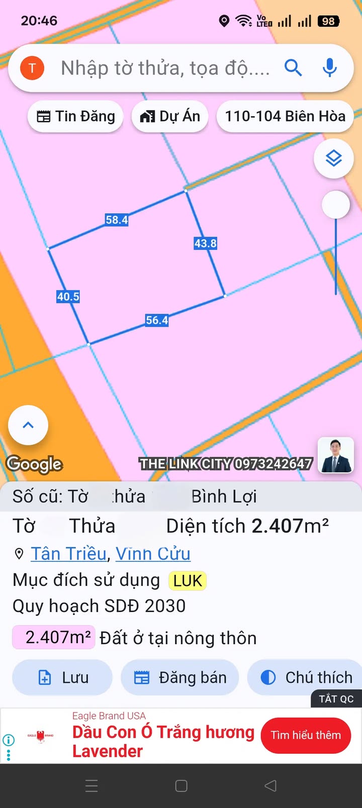 Đất nền Bình Lợi Vĩnh Cửu 8640m² giá 5.2 tỷ - Cơ hội đầu tư tuyệt vời!