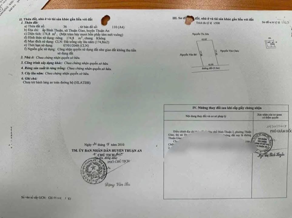 Đất nền Thuận Giao 175m² giá 3.5 tỷ - Sổ hồng riêng, mặt tiền đường nhựa thông!