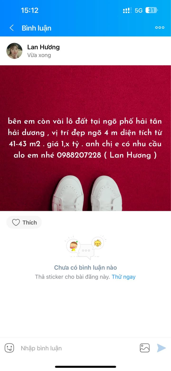 Đất nền phố Hải Tân Hải Dương 42m² giá 1 tỷ - Vị trí đẹp, giao thông thuận lợi!