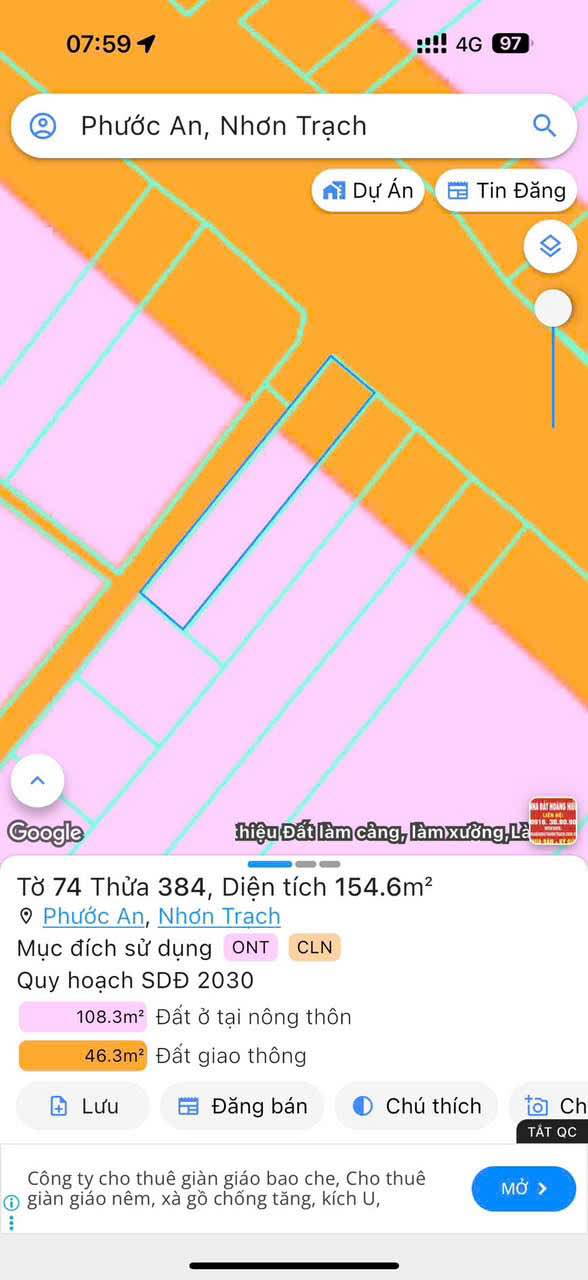 Đất nền mặt tiền Hùng Vương, Nhơn Trạch, Đồng Nai 154.6m² giá 3.9 tỷ - Lô góc 2 mặt tiền