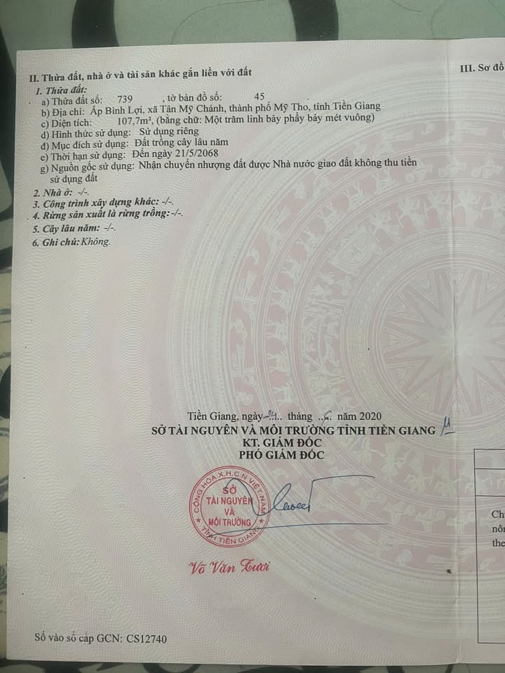 Đất thổ cư 107m² tại Bình Lợi, Mỹ Phong - Giá thỏa thuận chính chủ!