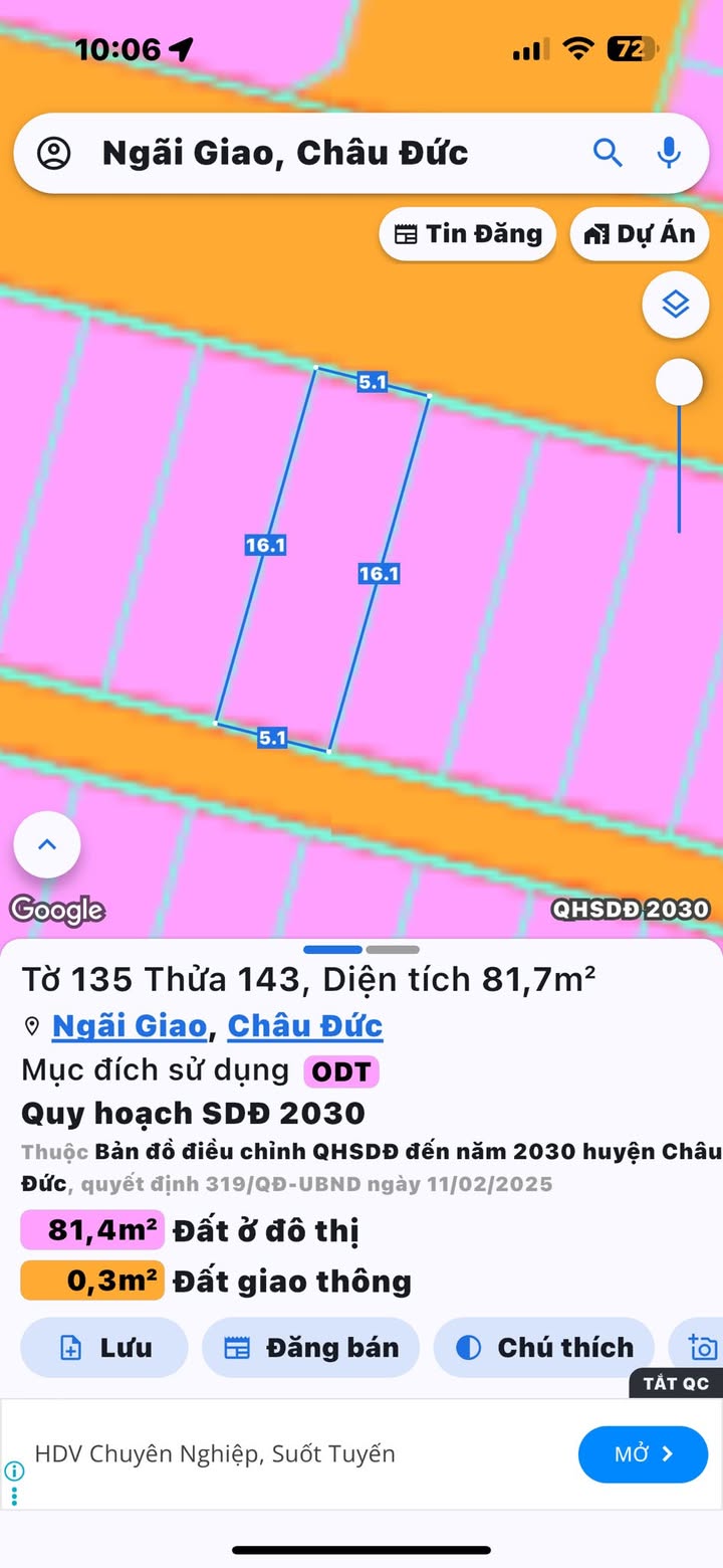 Đất nền tái định cư Lê Lai, Ngãi Giao 80m² giá 1.45 tỷ - Đầu tư sinh lời ngay!