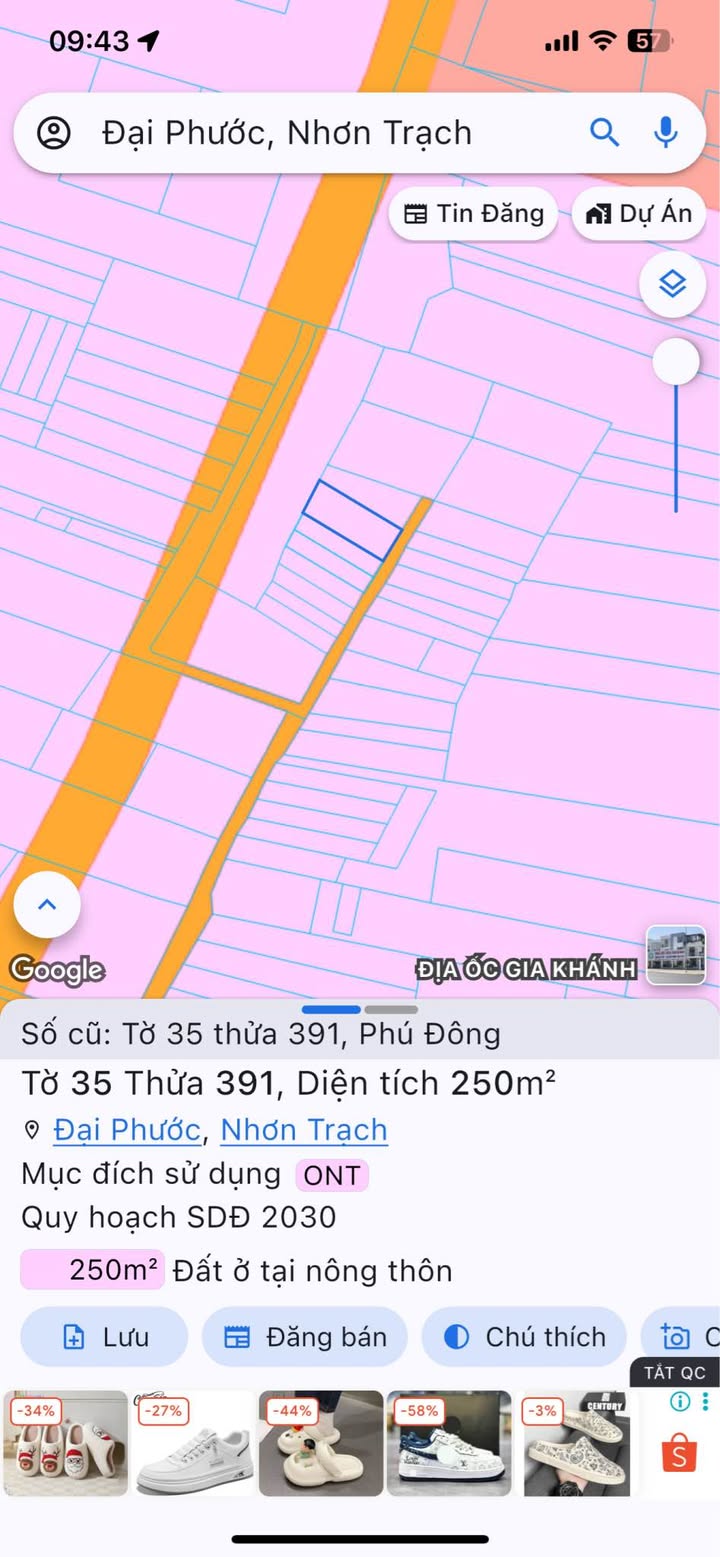 Đất thổ cư đường Trần Nam Trung, Nhơn Trạch 125m² giá 2.5 tỷ - Xây dựng tự do!