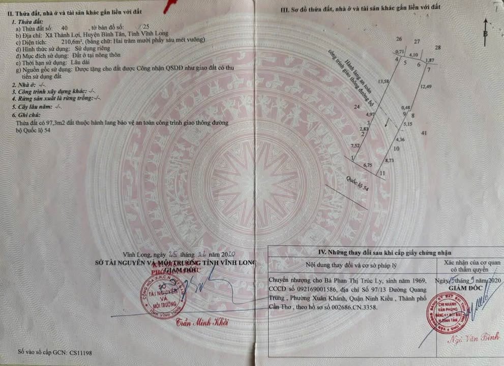 Đất nền Quốc lộ 54, TX Bình Minh, 210m² giá 800 triệu - Đầu tư sinh lời ngay!