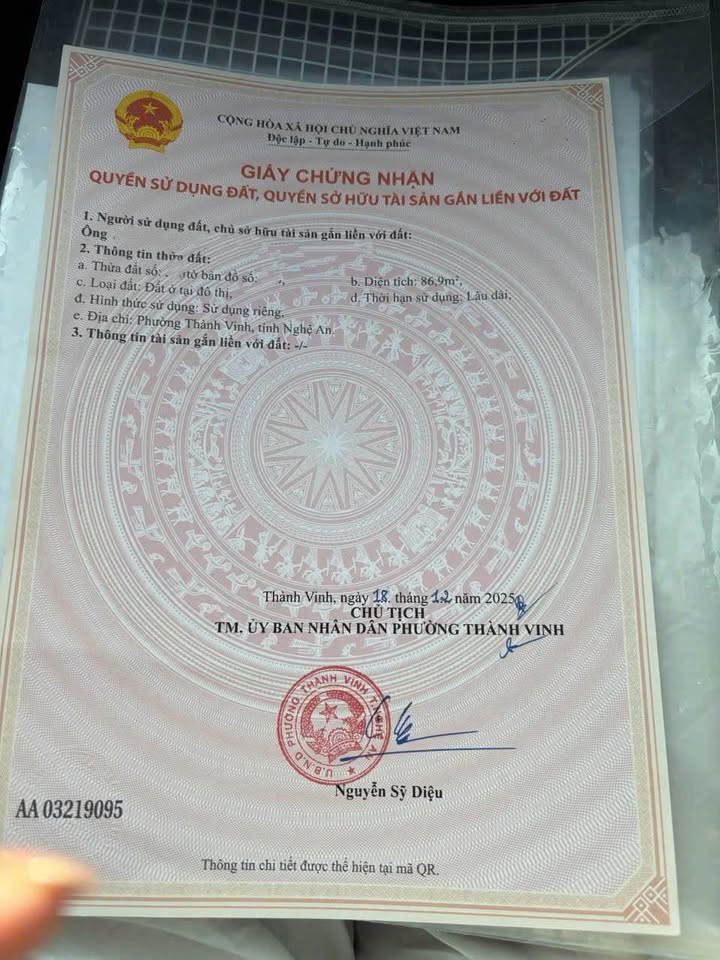 Bán đất kèm nhà cấp 4 tại Khối 4 Cửa Nam, TP Vinh, 86.9m² - Cơ hội đầu tư hiếm có!