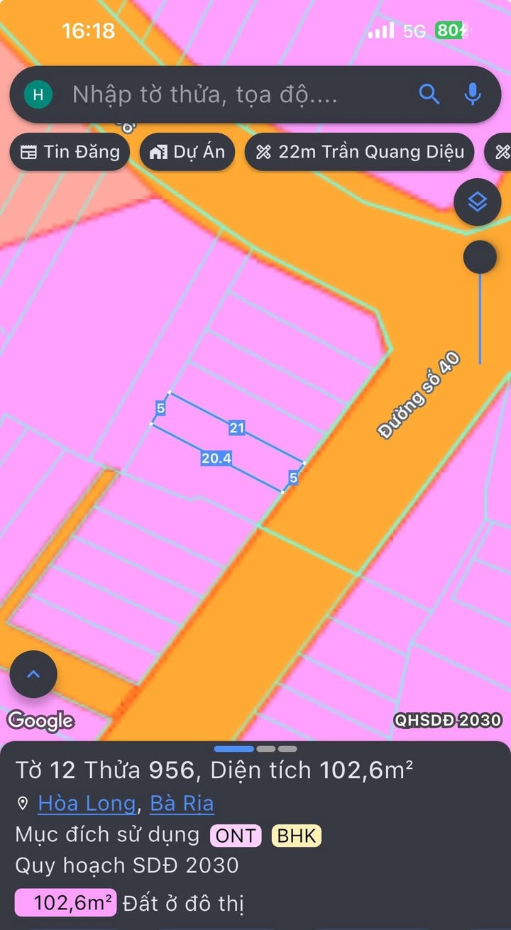 Lô đất Hòa Long Bà Rịa 102m² giá 2.4 tỷ - Mặt tiền đường 40, cơ hội đầu tư tuyệt vời!