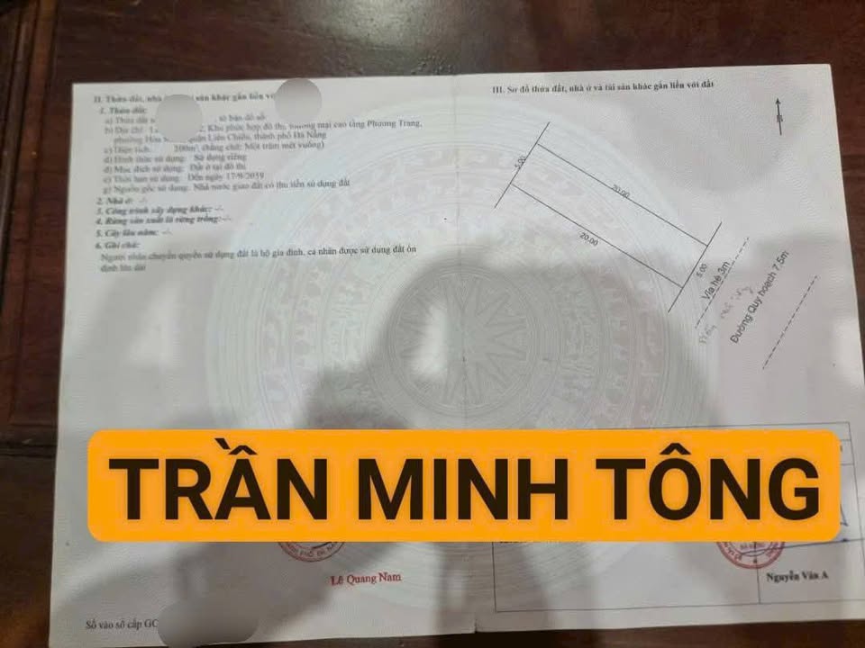 Đất nền đẹp Trần Minh Tông, Liên Chiểu, Đà Nẵng - Giá 7.75 tỷ - Sổ hồng chính chủ!