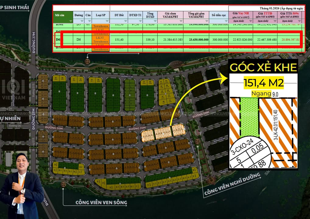 Townhouse góc D6 Nha Trang 151m² giá 20 tỷ - Đầu tư sinh lời cao!