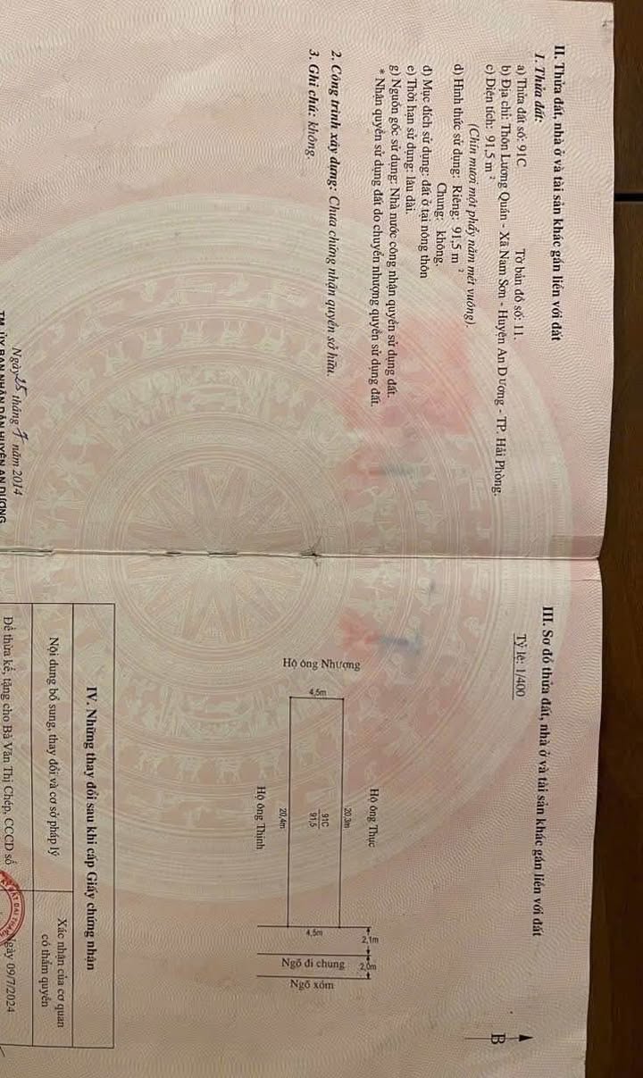 Đất nền Lương Quán, Nam Sơn, An Dương 91m² giá 1.67 tỷ - Đỗ ô tô tận đất!