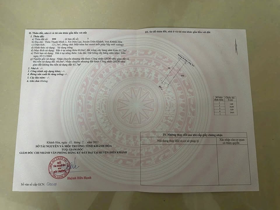 Đất nền Diên Lạc 121,7m² chỉ 800 triệu - Chính chủ bán gấp!