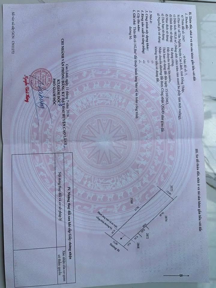 Đất nền Tân Nghĩa, Cao Lãnh 975m² giá 750 triệu - Hướng Đông Nam thoáng mát!