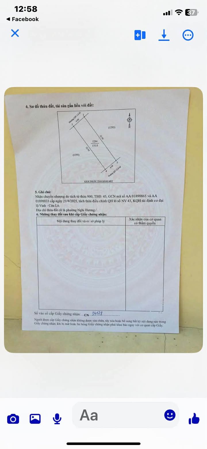 Đất Tái Định Cư Nghi Hương Cửa Lò 135m² giá 3 tỷ - Hướng Đông, bám đường nhựa 12m