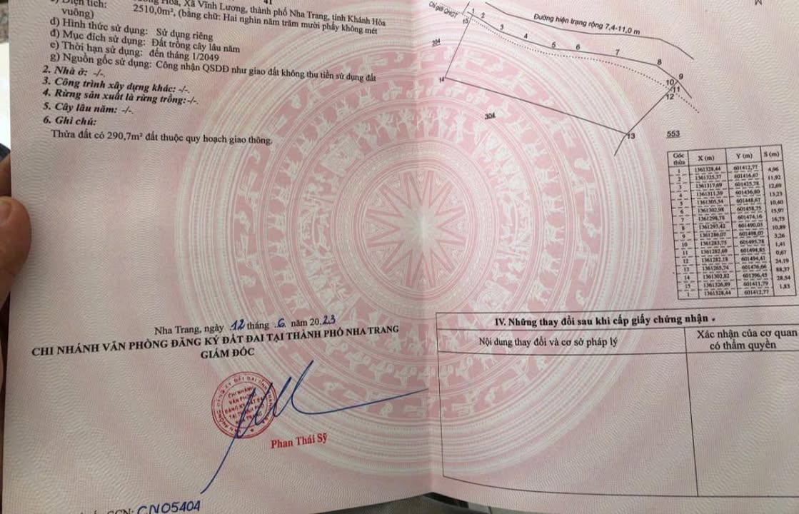 Đất nền Vĩnh Lương Nha Trang 2500m² giá 7.5 tỷ - Đầu tư sinh lời ngay!