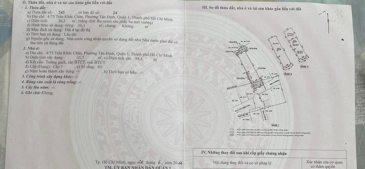 Nhà riêng 3 tầng tại Tân Định, Quận 1 - Diện tích 54m², giá thỏa thuận!
