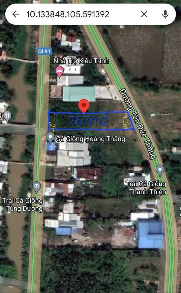 Bán đất 2 mặt tiền Quốc lộ 91, quận Ô Môn, 768m² chỉ 6,2 tỷ - Cơ hội đầu tư hấp dẫn!